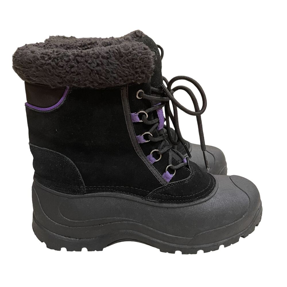 GANDER MTN Women's Black Thermolite‎ Faux Fur Suede Winter Boots Size 10